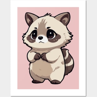 kawaii raccoon Posters and Art